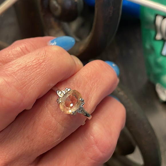 Size 9• Lab Created Peach Quartz•Rhodium Plated•Bomb Party - Picture 2 of 10